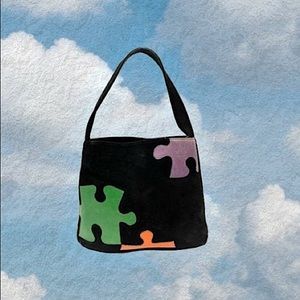 MOSCHINO Puzzle Piece Top Handle Bag | Y2K Shoulder Bag Vintage Moschino
